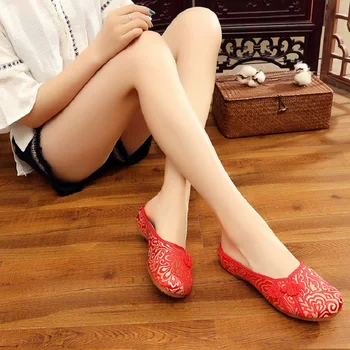 Cresfimix chaussures placas pour femmes mujeres chino tradicional rojo, zapatos de la boda de lady lindo cómodo zapatos de baile a2227