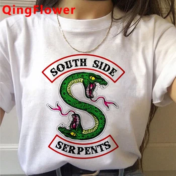 Riverdale Southside Serpientes Harajuku Camiseta de las Mujeres Ullzang con estampado de Serpiente de Verano de la camiseta de dibujos animados Divertidos de la Camiseta de los 90 Superior Camisetas Mujer