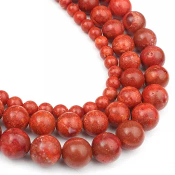 La hierba Coral Rojo de la Ronda de Piedra Suelta Perlas Para la Joyería de BRICOLAJE Pulsera Oído Tacos Accesorios 15
