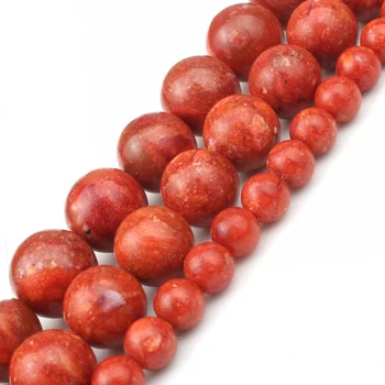 La hierba Coral Rojo de la Ronda de Piedra Suelta Perlas Para la Joyería de BRICOLAJE Pulsera Oído Tacos Accesorios 15
