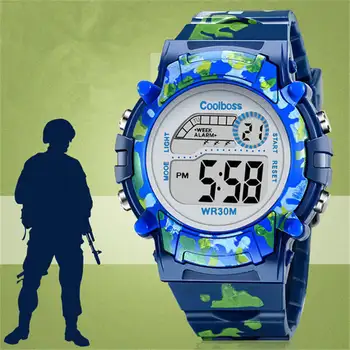 El deporte de los Niños los Niños Relojes Para Niñas Niños Militar relojes de Pulsera de Doble Pantalla Digital LED Reloj de los Niños del Reloj de Alarma Estudiante