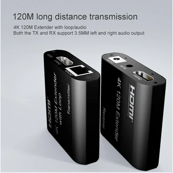 Extensor HDMI RJ45 LAN 4K HDMI CAT6 120M de Extensión HDMI Con Audio de 3,5 mm de Salida de Bucle a Través de Ethernet Cat 6 para PS3 TV PC portátil HDTV