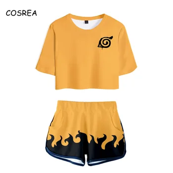 Naruto Camisa de Traje de Cosplay de Anime camiseta Uzumaki Akatsuki Haruno Sakura Deporte Traje de Camisetas pantalones Cortos Disfraz de Ropa de Mujer T-shirt