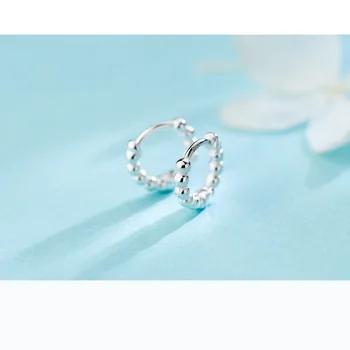 925 Plata Esterlina Pequeño Pequeños Pendientes de Aro para Mujer Niños Niñas Perlas coreana de la Perforación del Oído Pendiente