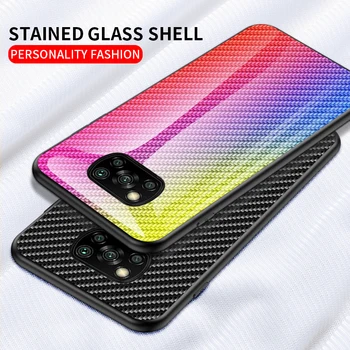 Diseño de Fibra de carbono de Vidrio Templado Caso De Xiaomi POCO X3 NFC Cubierta de Silicona Marco del estuche rígido para el Redmi Nota 9 10 9 F2 Pro 9A