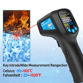 Digital Termómetro Infrarrojo termometro infrarojo IR-pantalla LCD del Medidor de Temperatura Sin contacto por Láser Termómetros Termómetro Higrómetro