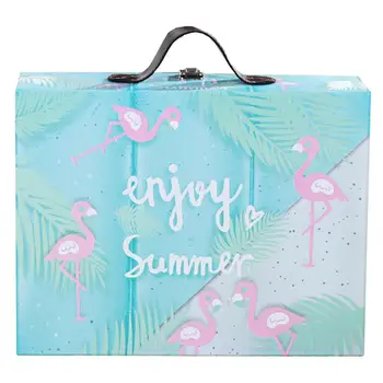 Flamingo Patrón de la Nueva llegada de la Moda de Pequeña Maleta de Almacenamiento Maleta Decorativos de Almacenamiento de Cajas de Cartón con Asa