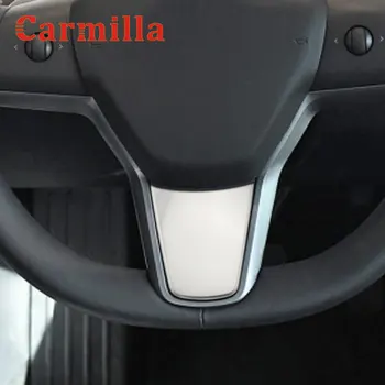 Carmilla Coche Volante Decorativo Parche para el Tesla Model 3 2017 - 2020 ABS Volante Accesorios Decorativos, Marco de Parche