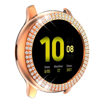 6 piezas de Dos filas de Diamantes Brillantes de la Moda Caso para Samsung Galaxy Reloj Active 2 de 40 mm, de 44 mm Ligera Delgada de la Cubierta Dura de la PC para el Parachoques de Shell
