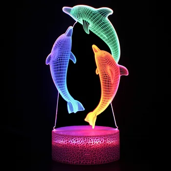 Lindo delfín de Modelado 3d USB led Lámpara de Mesa con un Toque Cambiar de colores a los Niños a la Luz de Noche para el Hogar Beroom Decoración Regalos Creativos