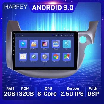 Harfey Android 9.0 10.1 de la pulgada del coche de GPS de la Radio de la Unidad del Cabezal de la Pantalla Táctil para el periodo 2007-2013, el HONDA FIT JAZZ RHD de Música Bluetooth WiFi OBD2