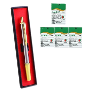 1 pcs pluma + 200pcs(4 cajas) agujas de Acero Inoxidable Pluma para el Giro de la sangre Lancet, Terapia de Ventosas y una prueba de Sangre envío gratis