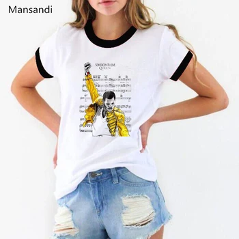 Freddie Mercury t shirt graphic tees de ropa de mujer 2019 La Reina de la Banda de camisetas de la femme verano tops de mujer t-camisa de streetwear