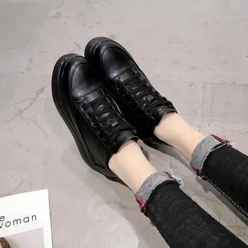 Muffin De Los Zapatos De Las Mujeres Zapatos Casuales De Encaje De Las Mujeres De La Plataforma Plana Zapatos De 2018 Nueva Mujer Zapatillas Negro Zapatos De Mujer