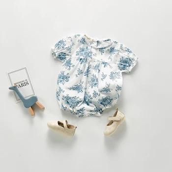 MILANCEL 2020 las niñas de bebé de la ropa azul de la flor monos de bebé de manga corta traje de las niñas de bebé