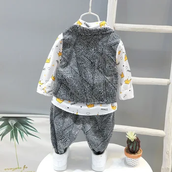 Muchacho del bebé traje de caballero 2021 moda infantil otoño nuevo traje de bebé de la fiesta de cumpleaños de traje de tres piezas chaleco