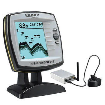 La SUERTE del Buscador de los Pescados FF918-180S Cable del Transductor del Sensor Localizador De 45 Grados Echo LCD de Pescado Localizador de Barco Localizador de Peces Detector de