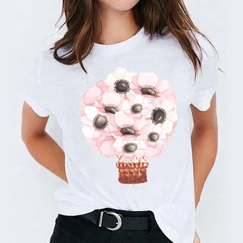 Camisetas Top para Mujer Floral de Girasol Encanta la Moda de los años 90 Impresión Señora Womens Gráfico T Camisa Señoras Mujeres Camiseta T-Shirt