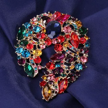 Zlxgirl de la Nueva llegada de la mezcla de color de cristal de la flor de broches para la boda de las mujeres de año nuevo hiyab accesorios de moda bufanda broche de pines