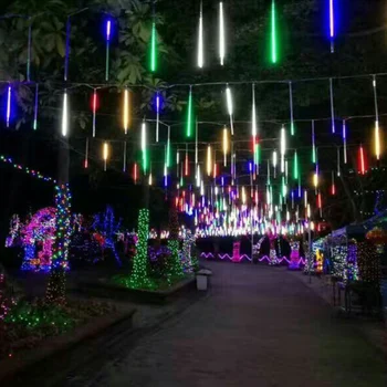 Año nuevo 30/50 cm al aire libre de la lluvia de Meteoros de la Lluvia de 8 Tubos LED Cadena de Luces Impermeable Para el Árbol de Navidad de Fiesta de la Boda Decoración