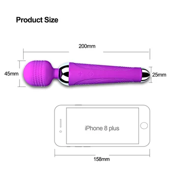 Inalámbrica Consoladores AV Vibrador Magic Wand para las Mujeres G-spot Estimulador de Clítoris USB Recargable Masajeador de Juguetes Sexuales Muscular de los Adultos