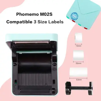 Phomemo M02S Bolsillo Impresora de 300 dpi HD Bluetooth Térmica Impresora Fotográfica Compatible con iOS y Android, para la Impresión de Fotos,