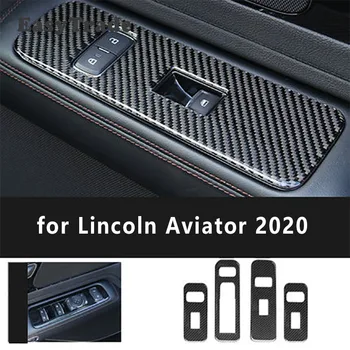 ABS de Fibra de Carbono de la ventanilla del Coche Cubierta de Interruptor de Botón del Panel de Guarnecido Interior Apoyabrazos Panel De Lincoln Aviator 2020 2021 Accesorios 4 Pcs