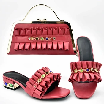 Nueva Llegada de las Mujeres Zapatos de la Boda y la Bolsa Decorada con diamantes de imitación de Ventas En las Mujeres la Coincidencia de los Zapatos y la Bolsa Partido Bombas