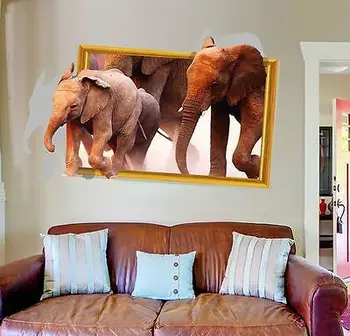 3D Lindo Elefante Animal Extraíble etiqueta Engomada de la Pared de BRICOLAJE de Vinilo Decoración de la Habitación de los Niños Nursey Calcomanía Mural