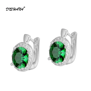 Lindo Romántico Encantador de color Verde Claro de la piedra Conveniente Sencillos Pendientes de la Gota de Cobre de circonita Para Mujer Fiesta de Moda E0374-1