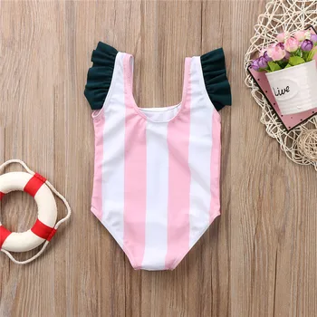 2018 Cute Rayas traje de baño de bebé Recién nacido Niña de impresión Swiming traje de Una sola Pieza infantil de verano Caliente de la Colmena de biquini infantil de trajes de baño