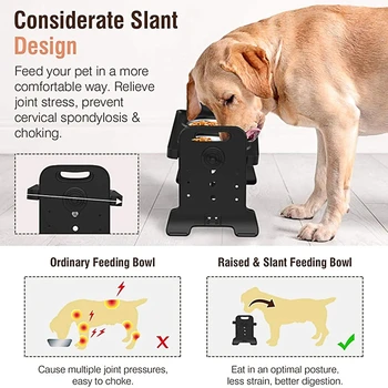Anti-Slip de elevación de Doble Tazones para Perros Ajustable de la Altura de la Mascota de Alimentación Plato Alimentador M68E
