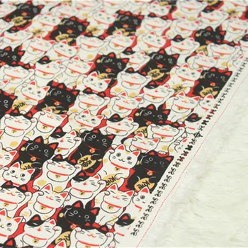 Medio Metro Japonés Suave Brisa Gato de la Historieta de la Impresión de la Tela, hechos a Mano de BRICOLAJE Patchwork Boca Paquete de Oro, de Tela CR-A15