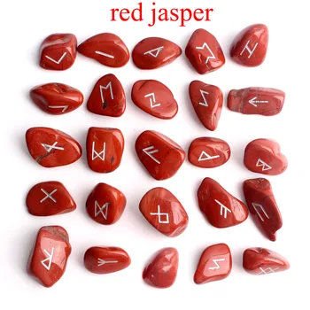 25Pcs Natural Jaspe Rojo de Cristal Runa Roja Runas de Piedra de la Adivinación de la Fortuna de Sanación Reiki Meditación Regalo de la Decoración de la Colección