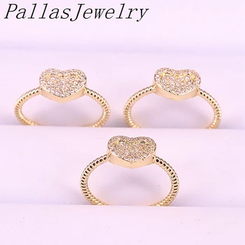 10Pcs de la Moda de oro lleno de micro pave cz corazón anillo simple adjusable dedo anillos