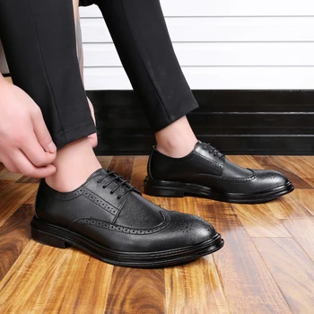 Misalwa Aumento De La Altura Británicos Se Hacen Los Zapatos De Los Hombres De La Vaca Cuero Partido Masculino Zapatos De Vestir De Moda De Fiesta De Noche De Mostrar A Los Hombres De Oxford Zapatos