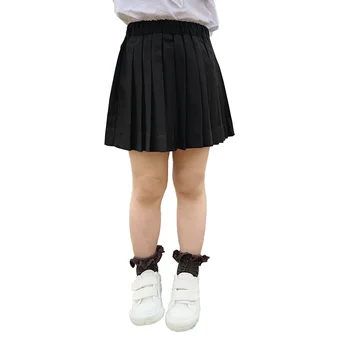 2020 Moda De Verano De La Escuela De Los Niños Ropa Precioso Bebé De Las Niñas Falda De Cintura Alta Falda Negro Gris De Algodón Plisado De La Falda De 1-8 Años