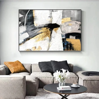 La pintura abstracta cartel nórdicos decoración de la pared hecho a Mano de acrílico pintura al óleo sobre lienzo de dibujo sencillo para el sofá de la sala