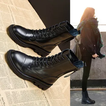 2020 Martin botas de nuevo el otoño y el invierno de estilo Británico zapatos de mujer delgada botas de primavera y otoño, parte alta de las mujeres solo botas