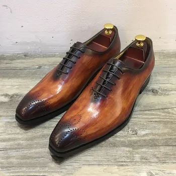 Otoño para Hombre formal, zapatos de cuero de oxford zapatos para hombres vestirse de boda de los hombres de brogues de la oficina de zapatos de cordones masculinos zapatos de hombre