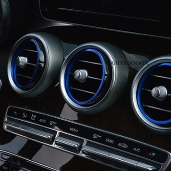 Cardimanson Interior de Metal Pegatinas para Mercedes Benz C GLC Clase W205 X253 Salida de Aire de la Decoración Anillo de la Moldura de Cubierta del Coche de Estilo