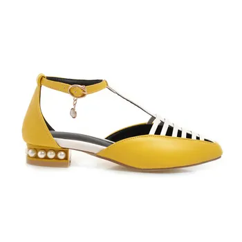 Verano Sandalias De Las Mujeres De Bajo Tacón Alto Sandalias De Gladiador Zapatos Mujer Bajas Zapatos De Tacón Alto De Las Bombas Más Pequeñas, Tamaño 31 - 48