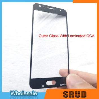 Doble orificio Frontal Exterior de Vidrio Laminado de la OCA Para Samsung Galaxy J7 Primer G610 G610F