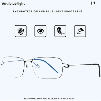 De aleación de titanio de los hombres progresistas de enfoque múltiple de la plaza anti-azul gafas de lectura óptica marco de la prescripción de corea, los tornillos No glasse