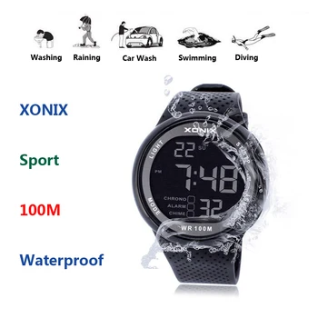 2021 Nueva Marca de los Hombres Militares Relojes de los Deportes de la Moda de la PU&Correa de Silicona 100 m de la prenda Impermeable LED Digital Reloj de Alarma Cronómetro GJ