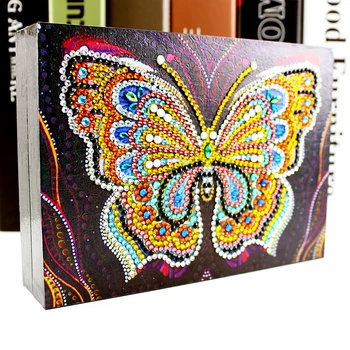 Especial-en forma de Diamante de la Pintura BRICOLAJE Mariposa Decorativa de Resina de la Joyería Caja de Contenedores de la Moda de Joyería de Almacenamiento Organizador Caso