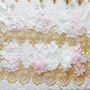 100 Pcs/Lot color Rosa de encaje blanco parche apliques de tela de encaje vestido de Novia DIY flores de la novia del cabello velo de la ropa de la decoración de la SM447