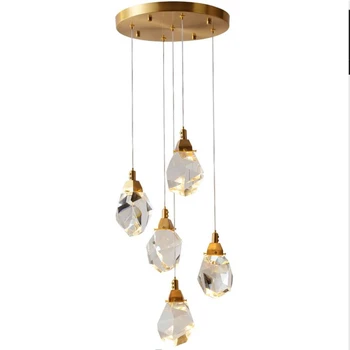 De cobre de araña de cristal de la sala de la lámpara Nórdicos brillo LED lámpara de araña de comedor de la iluminación de la habitación