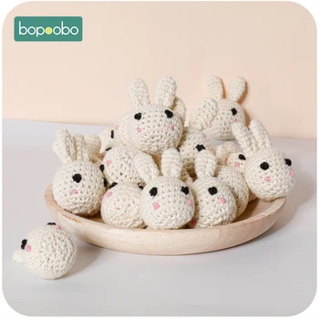 Bopoobo 10pc de Grado de Alimentos Conejito Chupadero Crochet Bolas Para el Chupete Chupete Clip de BRICOLAJE de la Madera para la Fabricación de Joyas Para los Dientes de Productos para Bebé
