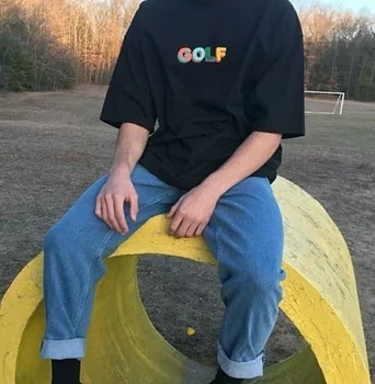 PUDOO HJN Unisex de Golf de colores Impresos en 3D T-Shirt de los años 90 Grunge Estilo Punk Camiseta de la Moda Skater de Desgaste de la Calle